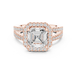 Gold Ring DDLR-350, Asscher center stone, Rose Gold, view 4