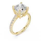 Gold Ring, Cushion center stone, Yellow Gold, view 2