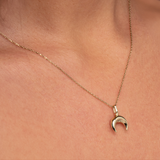 Purnebu Crescent Moon Pendant - 14K or 18K Solid Gold, Moon Necklace with Ash Holder Pendant