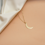 Crescent Moon Pendant - 14K or 18K Solid Gold, Moon Necklace with Ash Holder Pendant