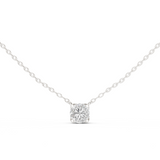 14K Solid Gold Lab Diamond Solitaire Pendant Necklace, White Gold