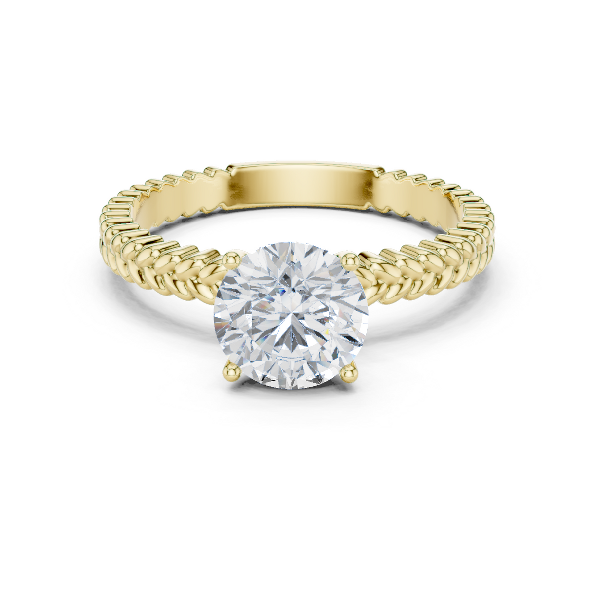 14K Solid Gold Lab Diamond Twist Ring, Yellow Gold