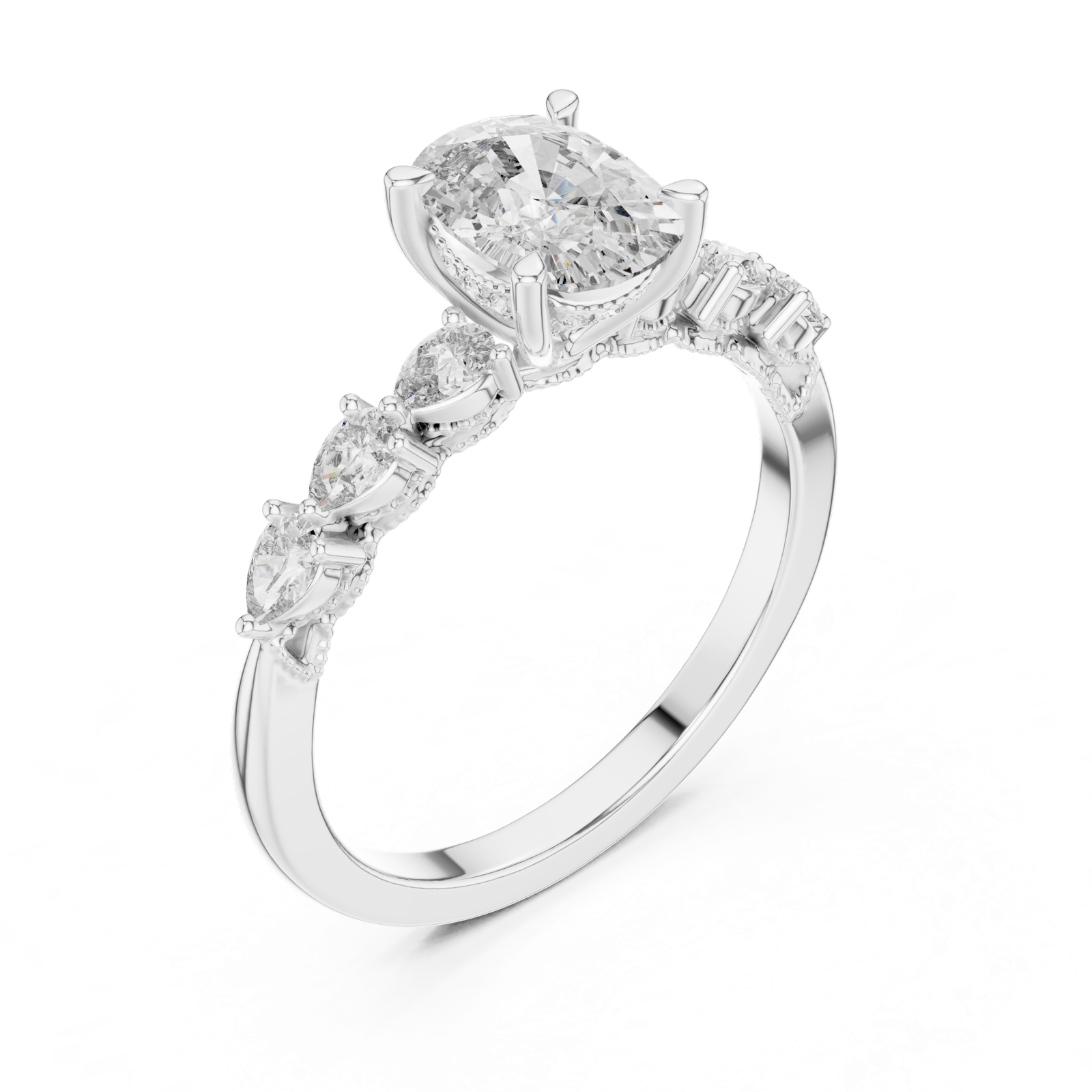Gold Ring DDLR-168, White Gold, view 2