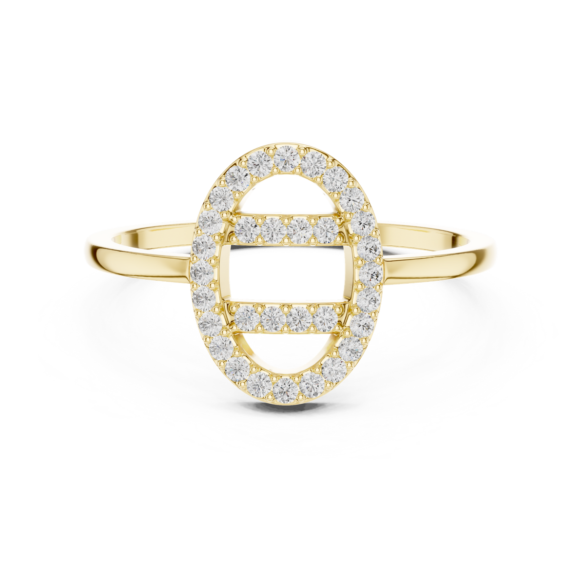 14K Solid Gold Lab Diamond Cluster Ring, Yellow Gold