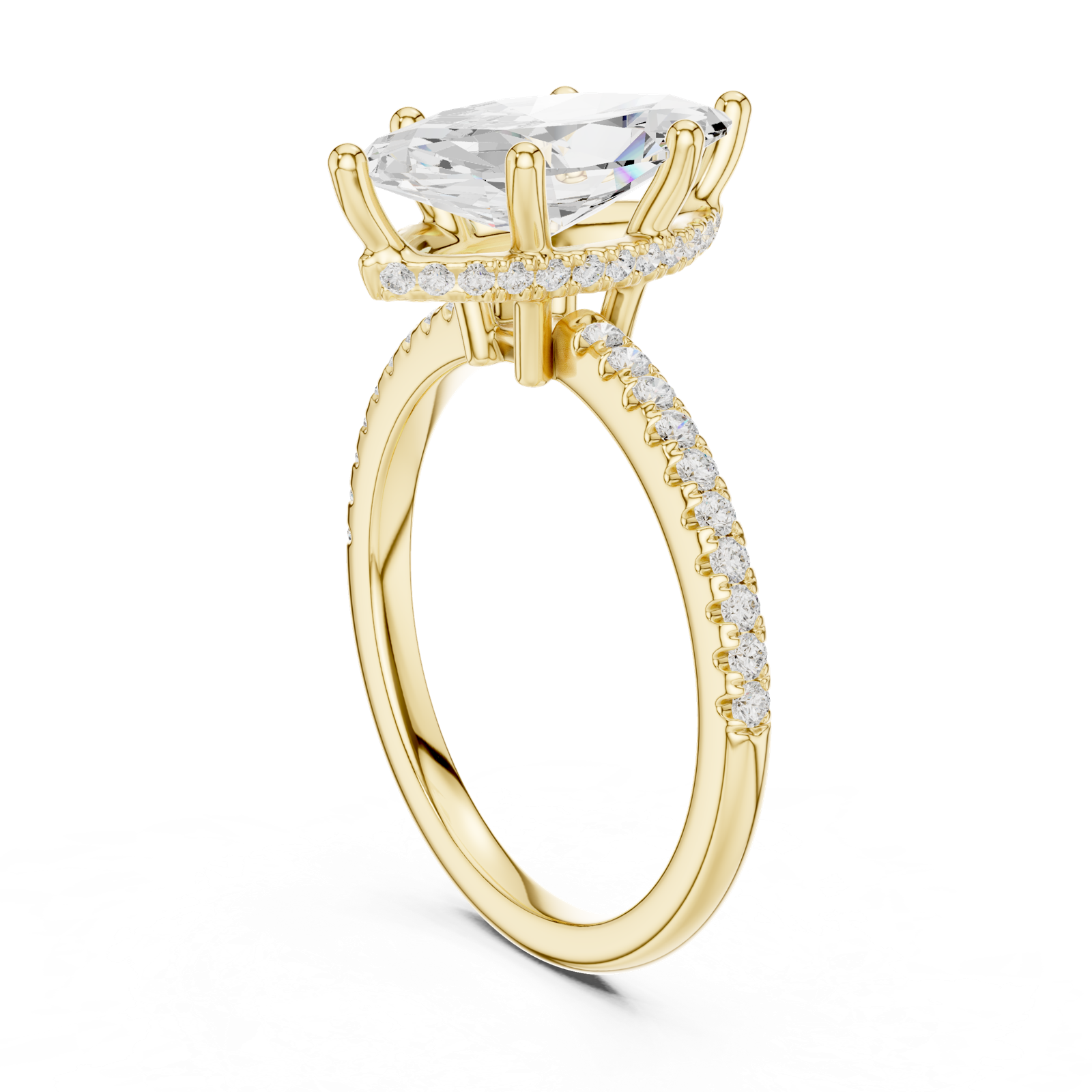 Gold Ring DDLR-177, Marquise center stone, Yellow Gold, view 1