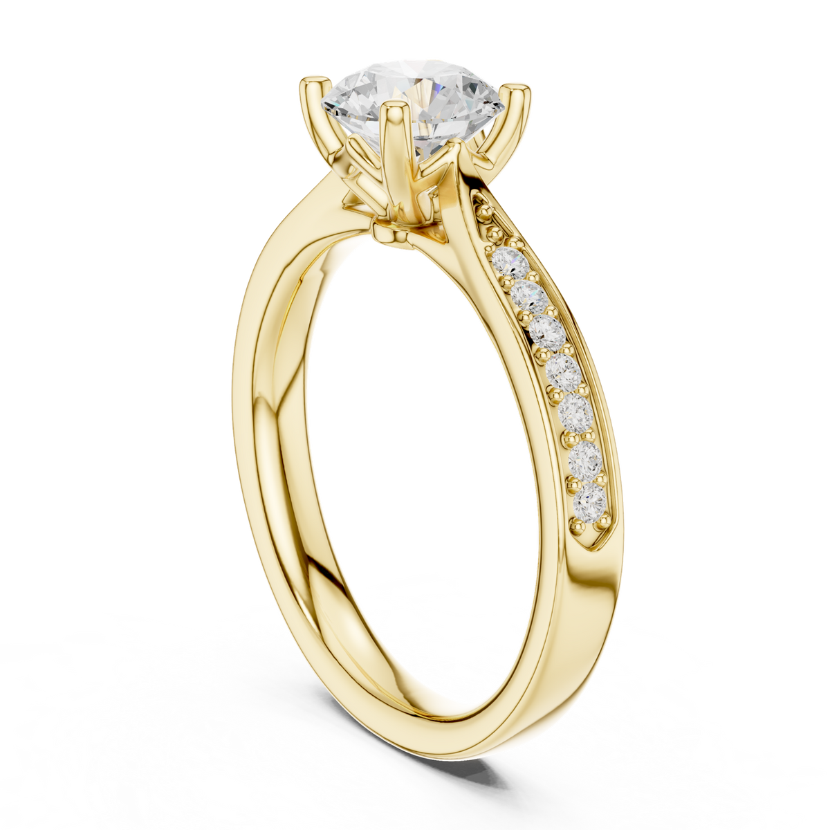14K Solid Gold Lab Diamond Solitaire Ring, Yellow Gold, view 1