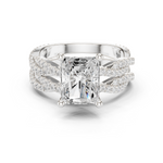 Gold Ring DDLR-300, Radiant center stone, White Gold