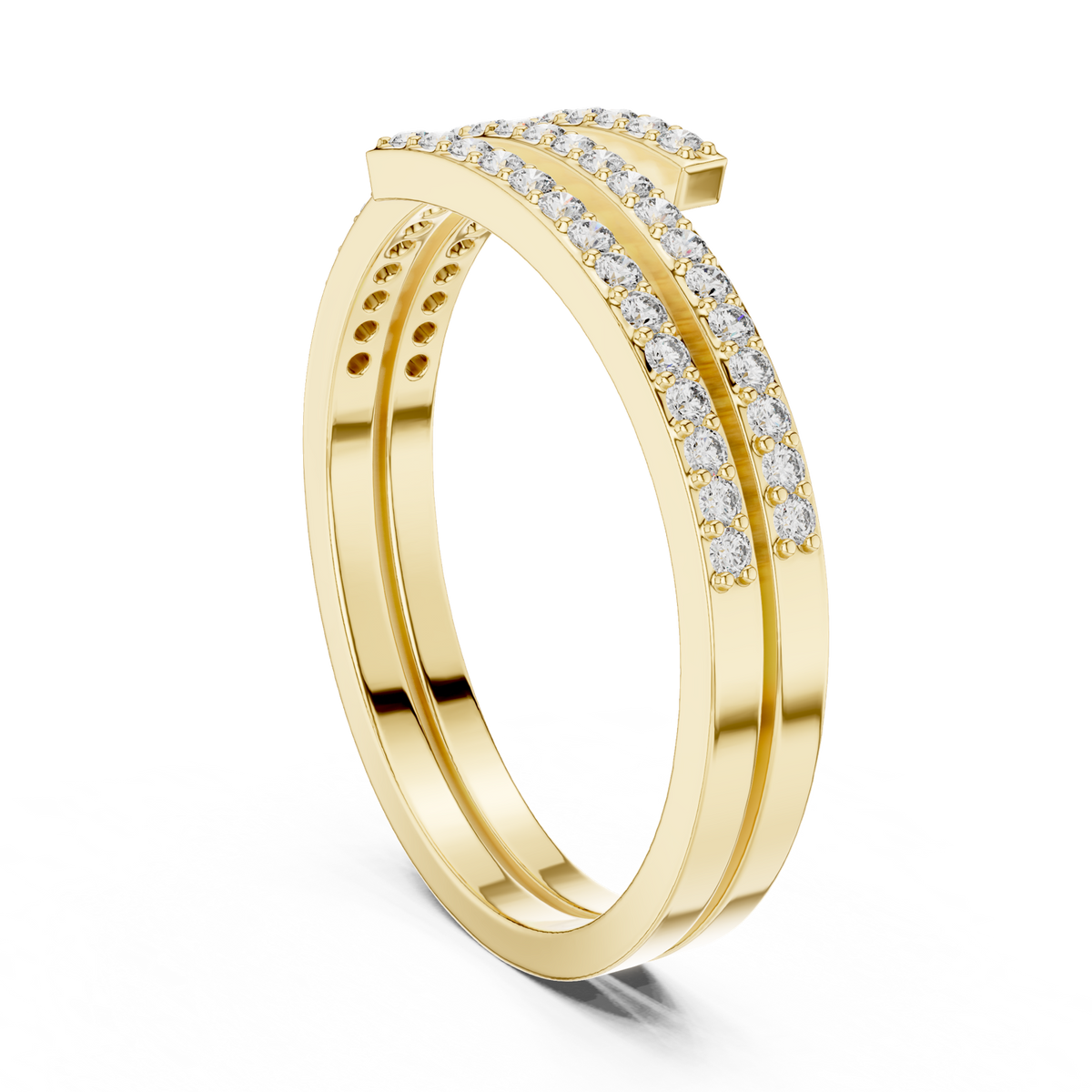14K Solid Gold Lab Diamond Twist Ring, Yellow Gold, view 1