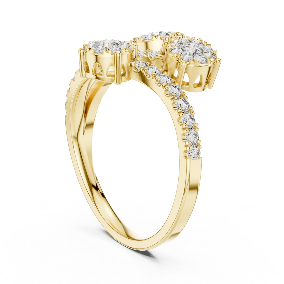 14K Solid Gold Lab Diamond Twist Ring, Yellow Gold, view 1