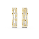 14K Solid Gold Lab Diamond Huggie Earrings, Yellow Gold, view 4