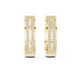 14K Solid Gold Lab Diamond Huggie Earrings, Yellow Gold, view 4