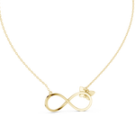 14K Solid Gold Lab Diamond Infinity Pendant Necklace, Yellow Gold, view 4