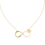 14K Solid Gold Lab Diamond Infinity Pendant Necklace, Yellow Gold, view 4