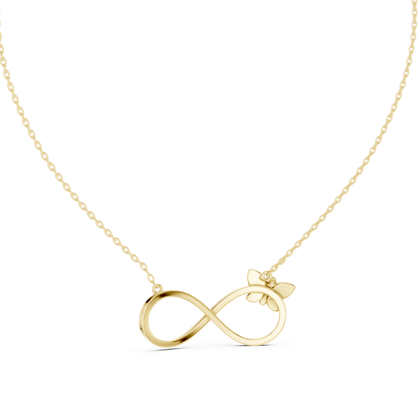 14K Solid Gold Lab Diamond Infinity Pendant Necklace, Yellow Gold, view 4
