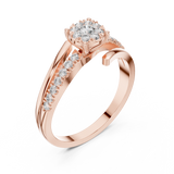 14K Solid Gold Lab Diamond Crossover Ring, Rose Gold, view 2