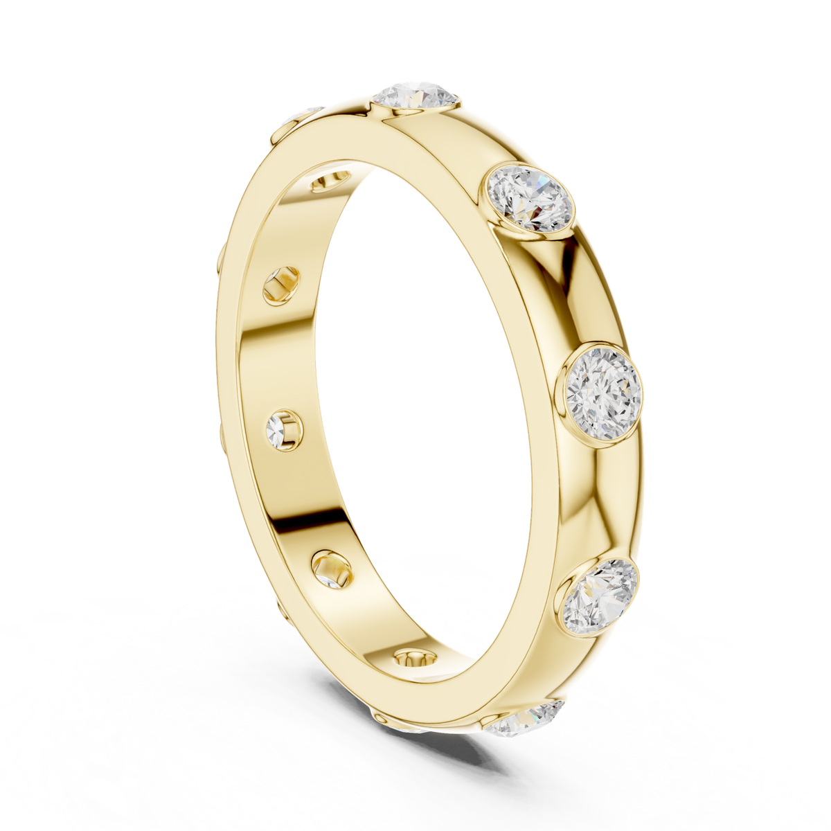 14K Solid Gold Lab Diamond Band Ring, Yellow Gold, view 1