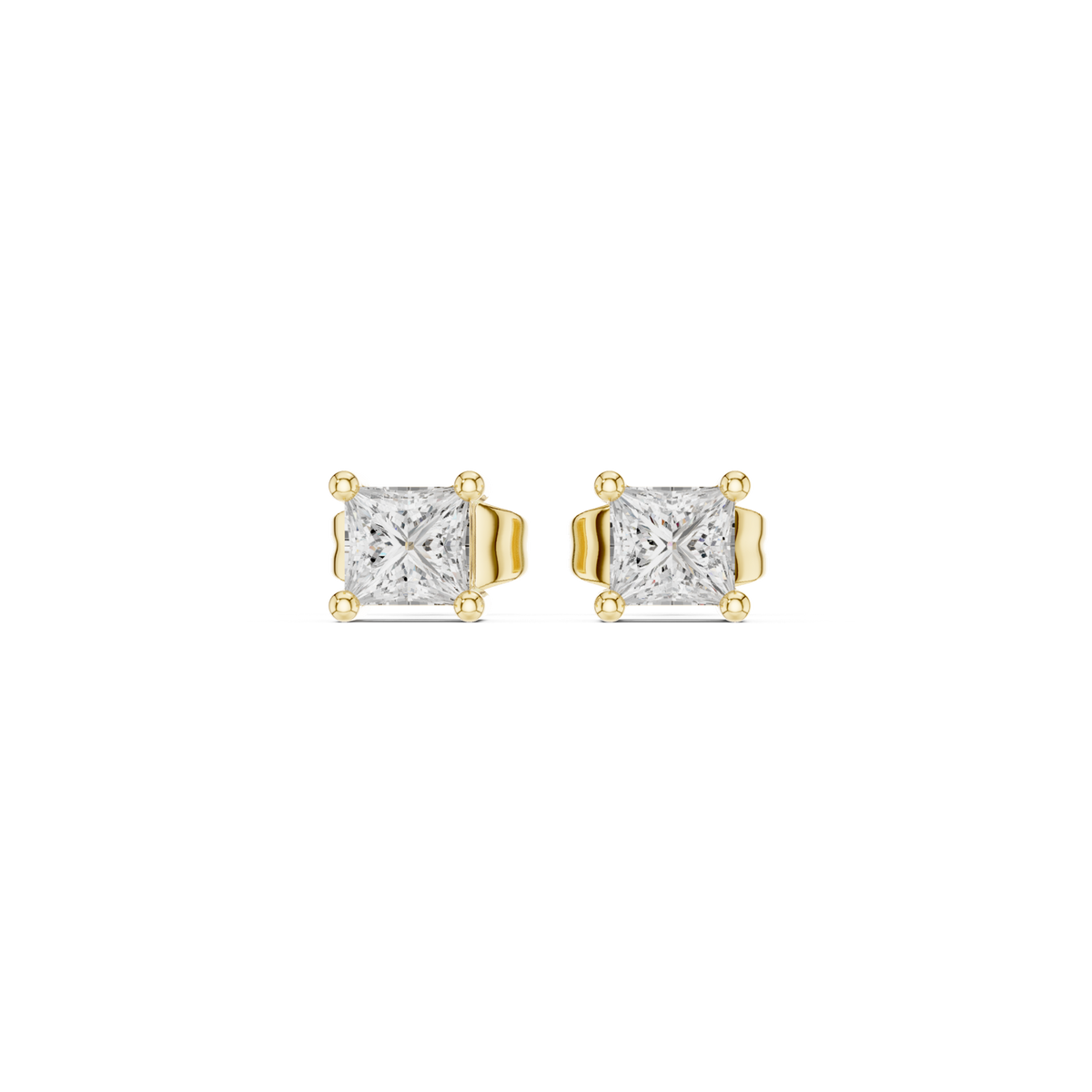 14K Solid Gold Lab Diamond Cluster Earrings, Yellow Gold