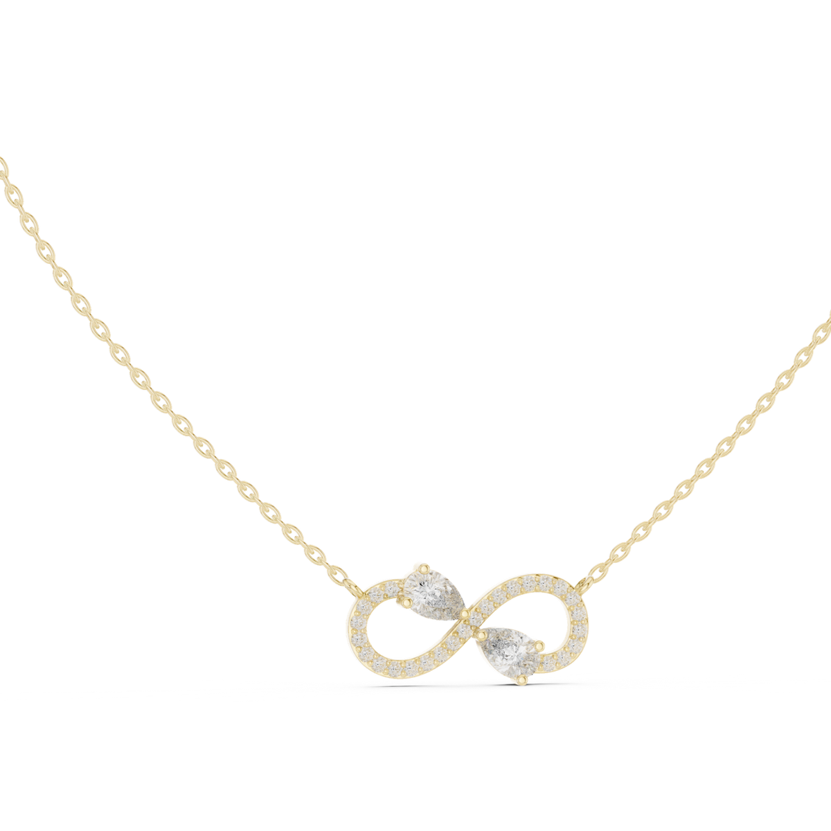 14K Solid Gold Lab Diamond Infinity Pendant Necklace, Yellow Gold, view 1