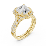 Gold Ring DDLR-442, Princess center stone, Yellow Gold, view 2