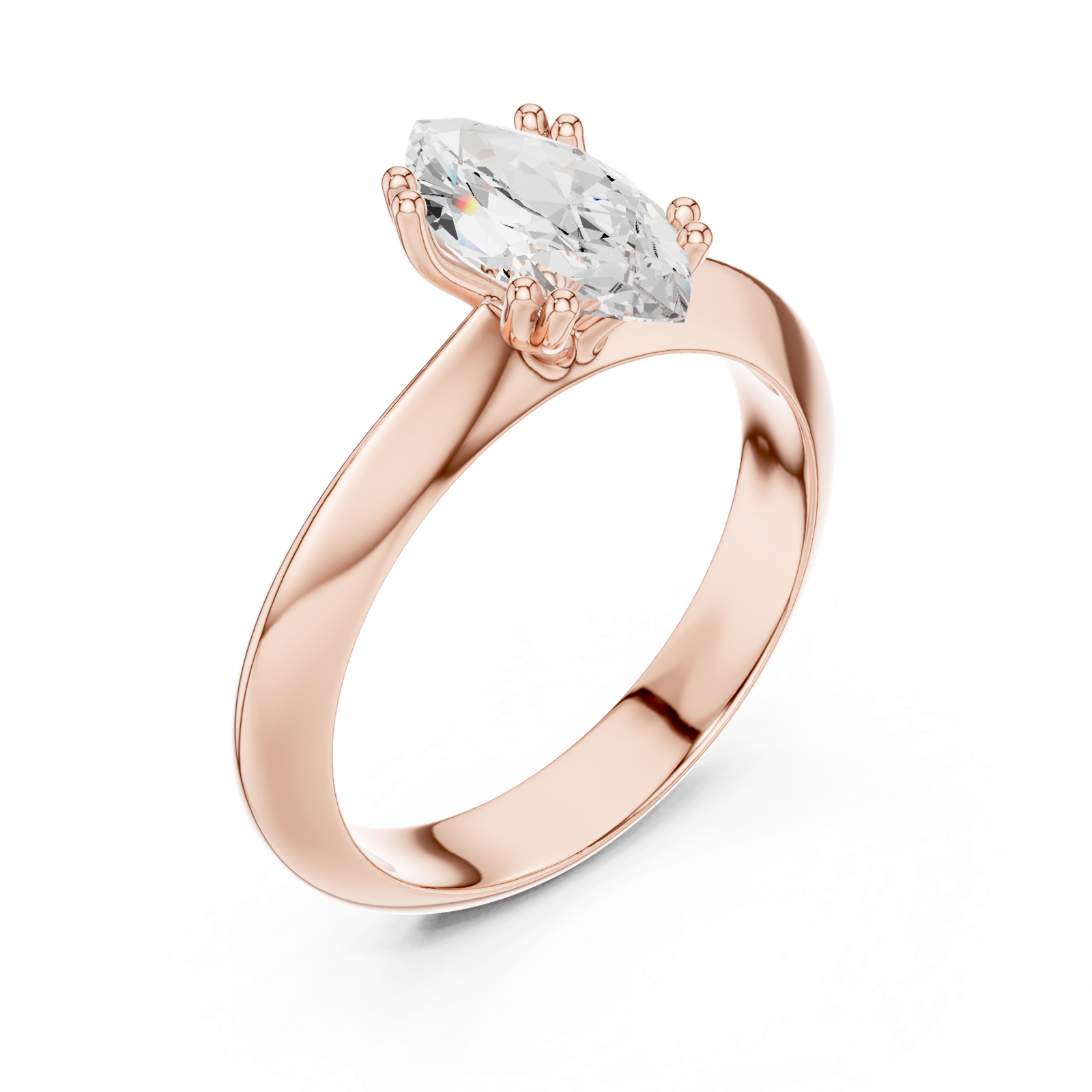 Gold Jewelry L36-8, Marquise center stone, Rose Gold, view 2