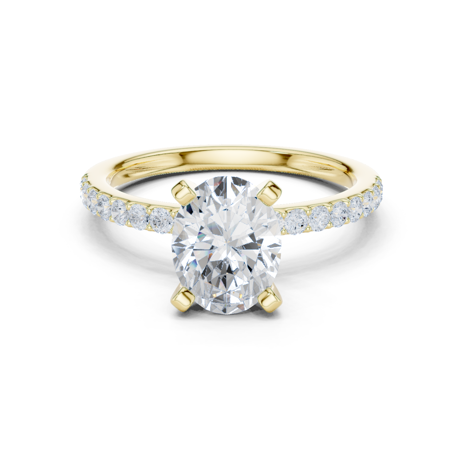 Gold Ring DDLR-040, Oval center stone, Yellow Gold