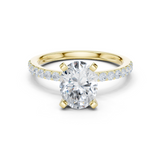Gold Ring DDLR-040, Oval center stone, Yellow Gold