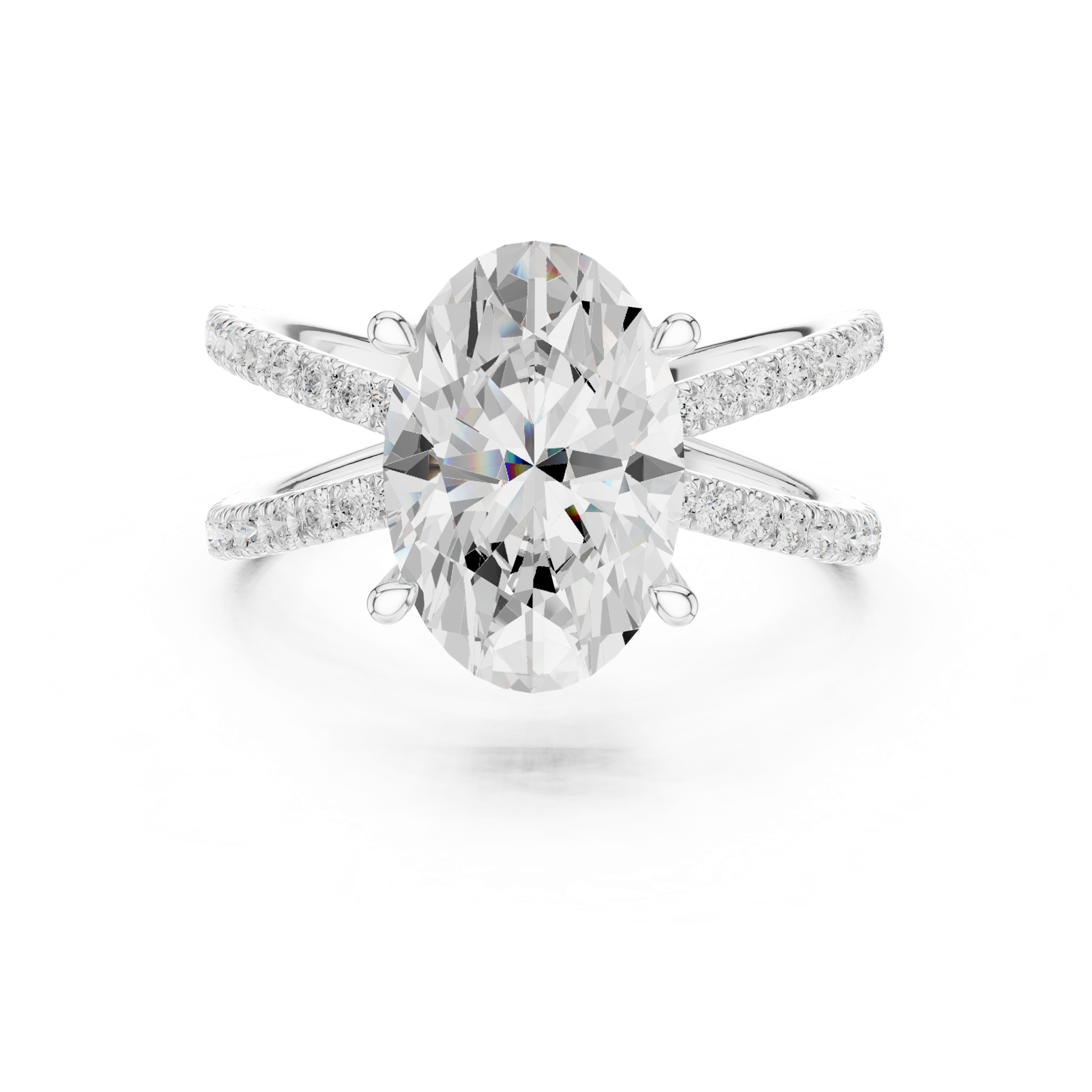 Gold Jewelry L36-25, Oval center stone, White Gold, view 4