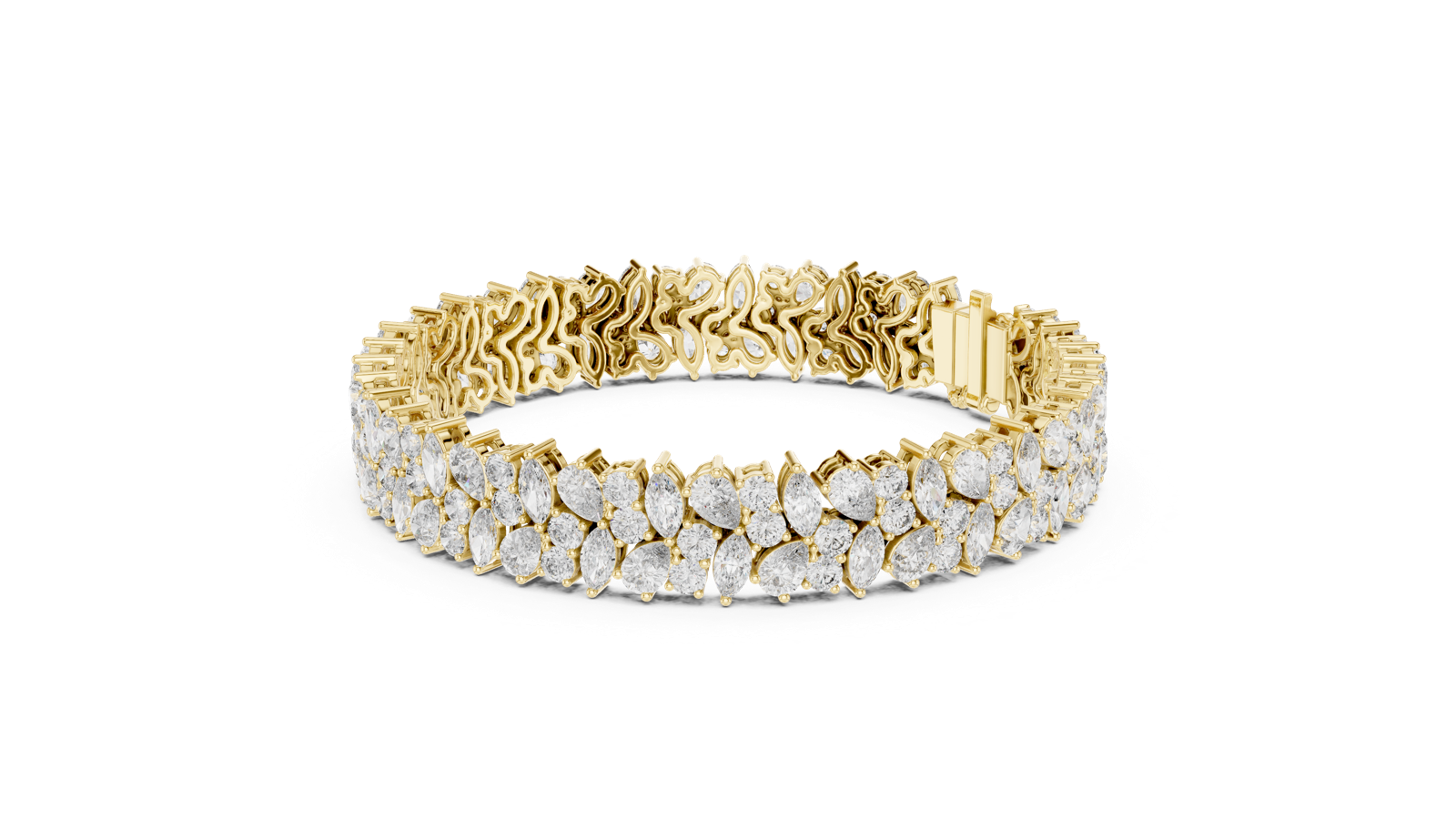 14K Solid Gold Lab Diamond Bracelet, Yellow Gold, view 1