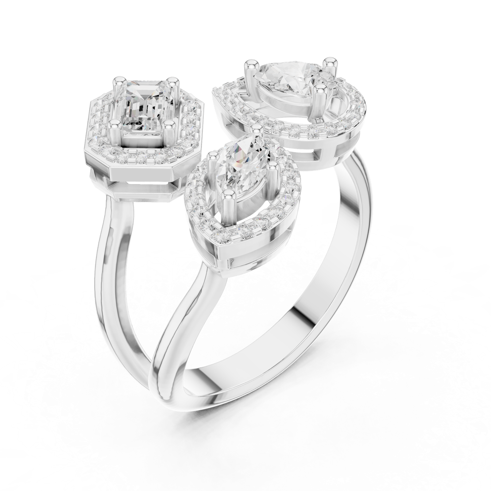 Gold Ring DDLR-530, White Gold, view 2