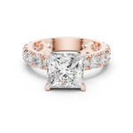 Gold Jewelry L35-63, Princess center stone, Rose Gold