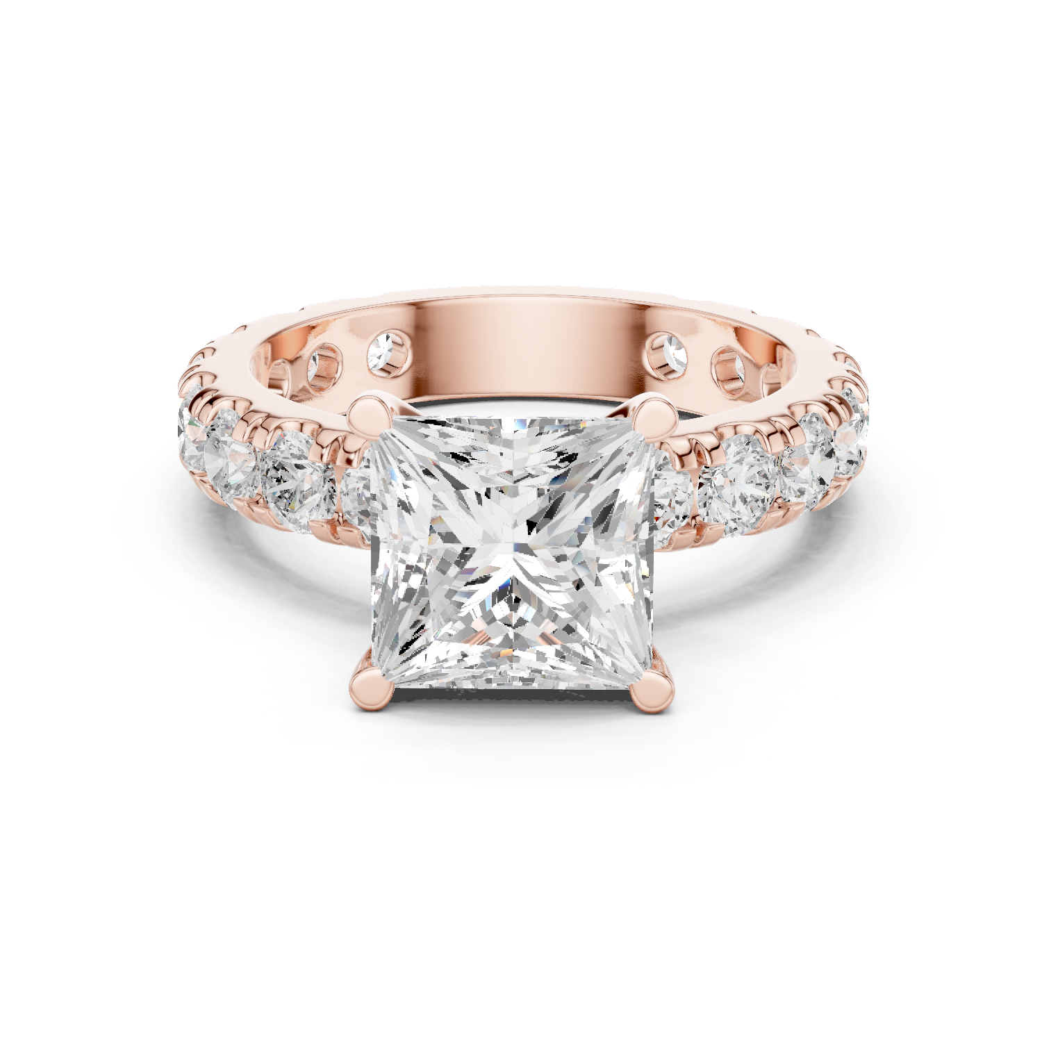 Gold Jewelry L35-63, Princess center stone, Rose Gold