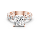 Gold Jewelry L35-63, Princess center stone, Rose Gold