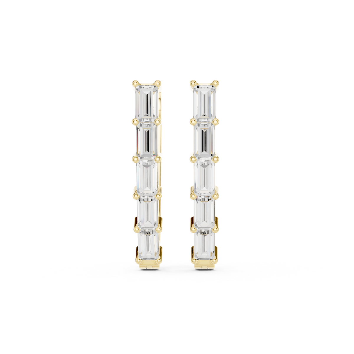 14K Solid Gold Lab Diamond Hoop Earrings, Yellow Gold
