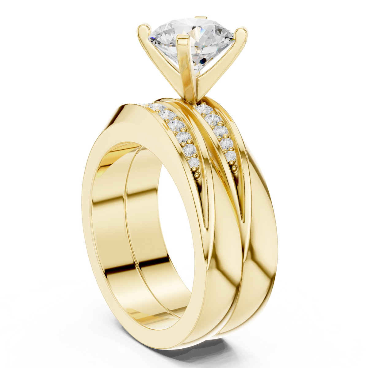14K Solid Gold Lab Diamond Solitaire Ring, Yellow Gold, view 1