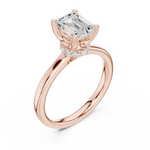 Gold Ring DDLR-176, Emerald center stone, Rose Gold, view 2