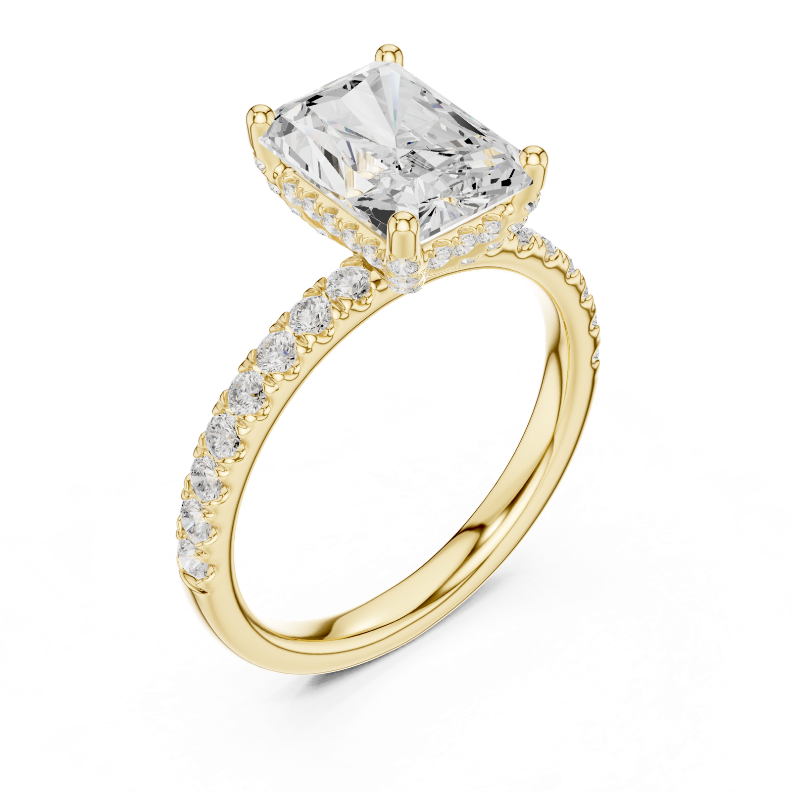 Gold Ring DDLR-161, Radiant center stone, Yellow Gold, view 2