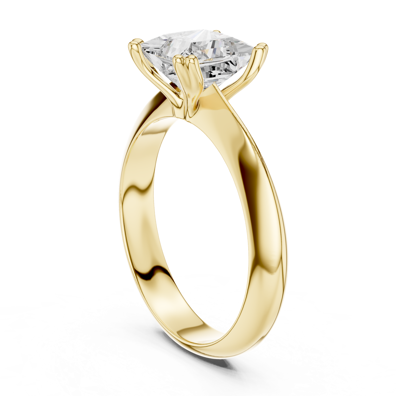 Gold Jewelry L36-8, Princess center stone, Yellow Gold, view 1