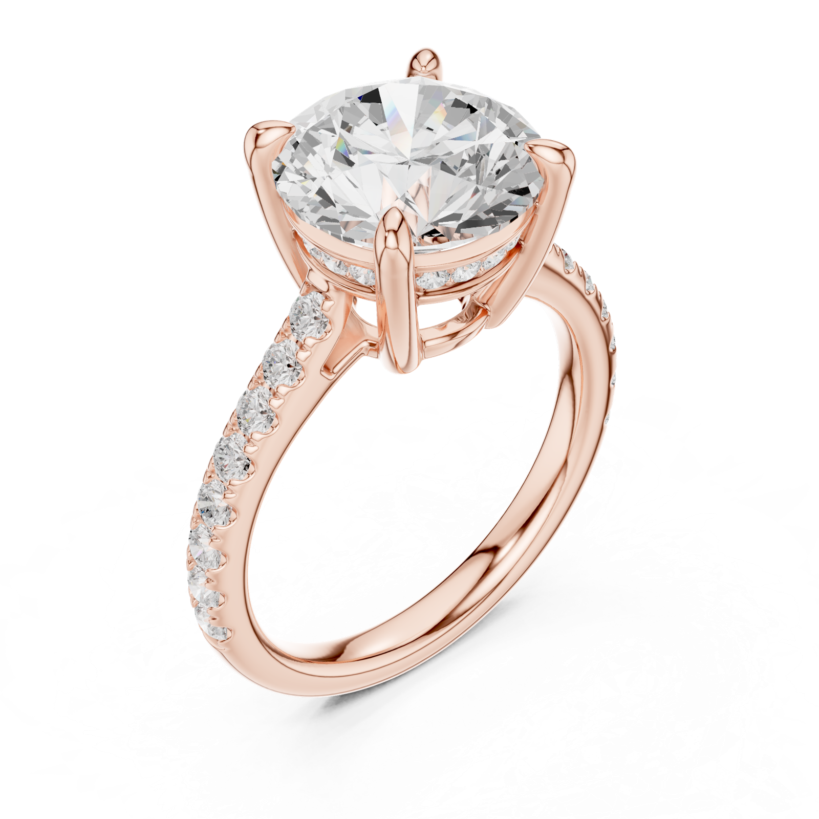 Gold Ring DDLR-250, Round center stone, Rose Gold, view 2