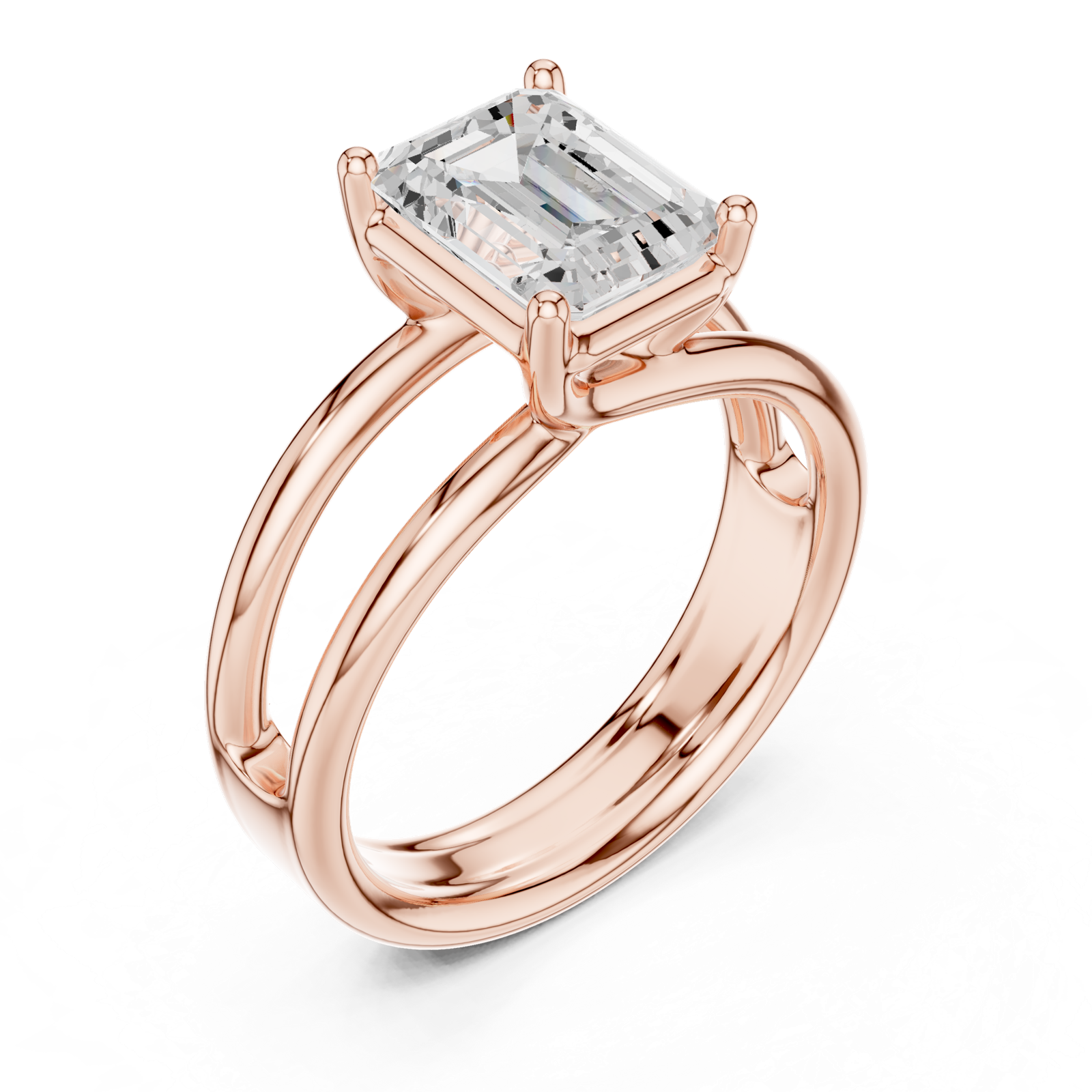 Gold Jewelry L36-9, Emerald center stone, Rose Gold, view 2
