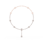 14K Solid Gold Lab Diamond Station Necklace, Rose Gold