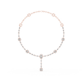 14K Solid Gold Lab Diamond Station Necklace, Rose Gold