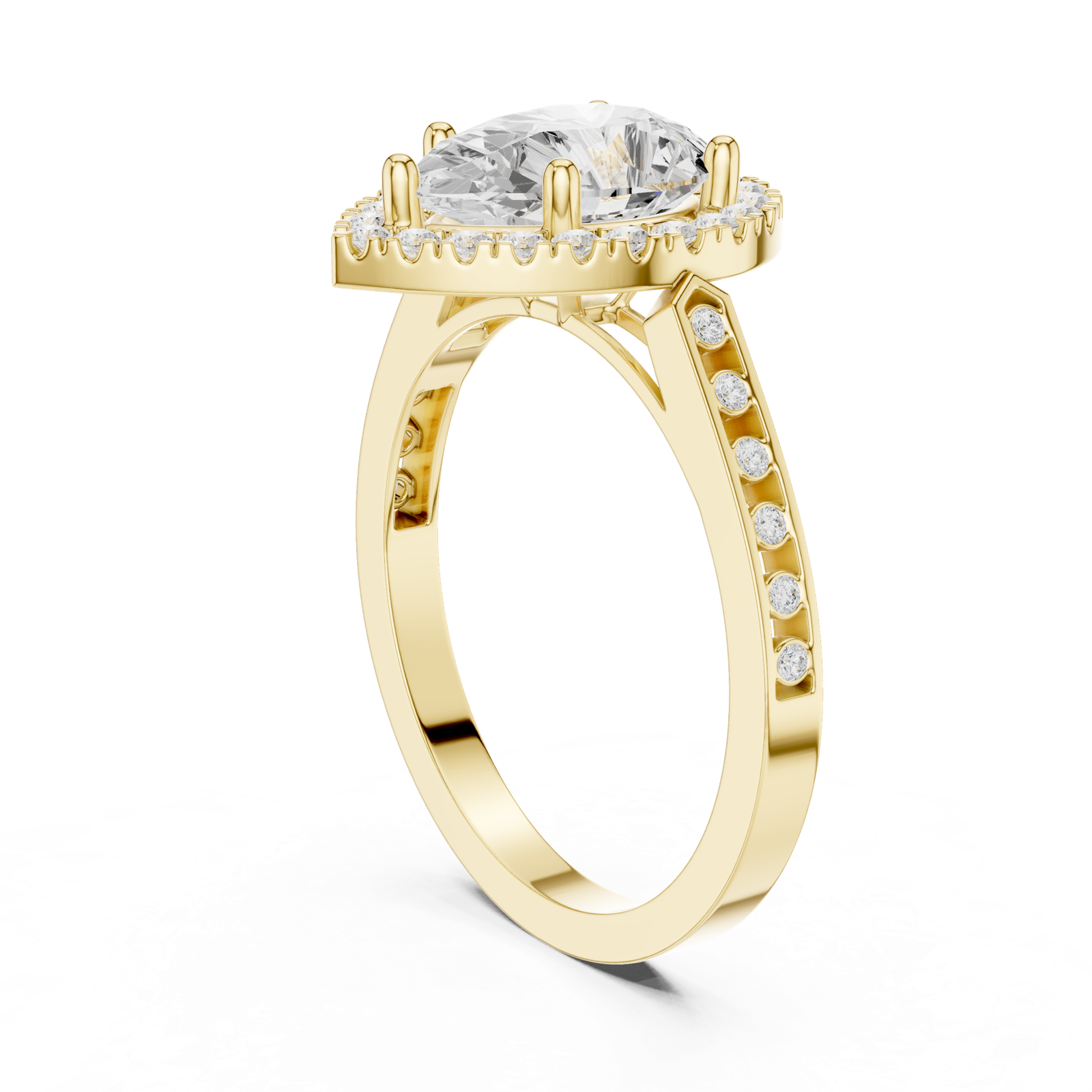 Gold Ring DDLR-349, Pear center stone, Yellow Gold, view 1