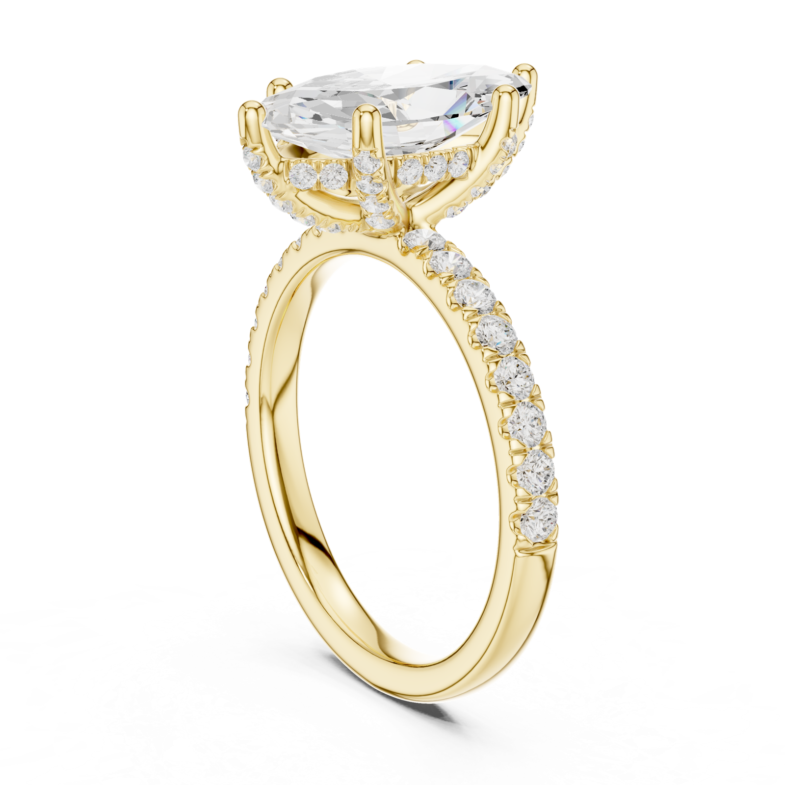 Gold Ring DDLR-161, Marquise center stone, Yellow Gold, view 1