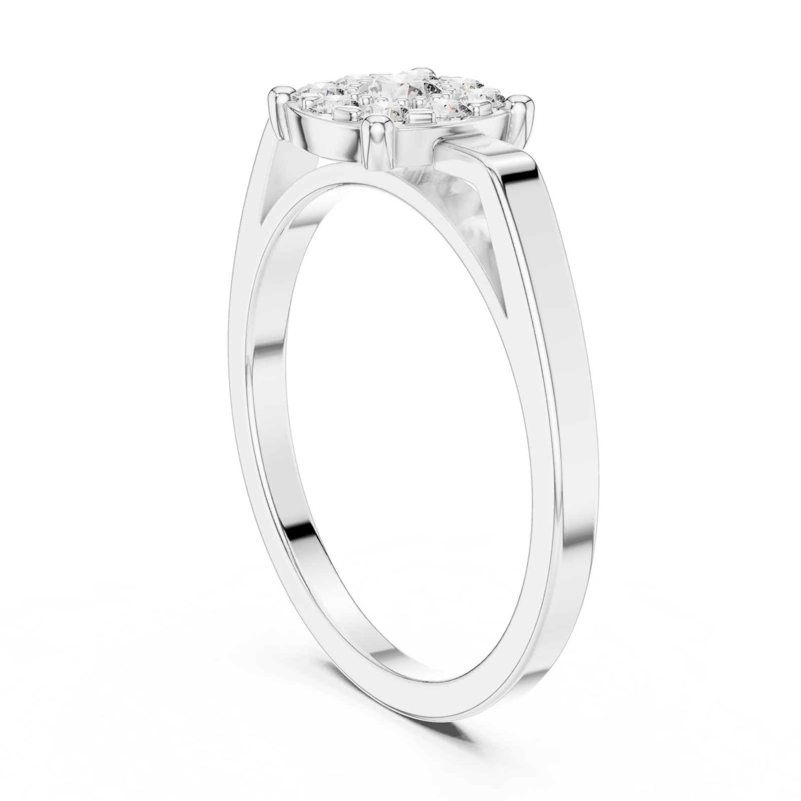 14K Solid Gold Lab Diamond Halo Ring, White Gold, view 1