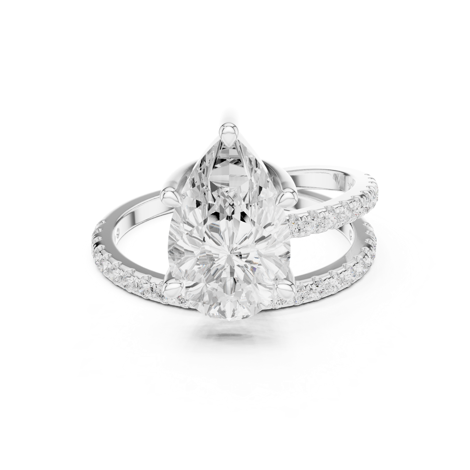 Gold Jewelry L35-39, Pear center stone, White Gold, view 4