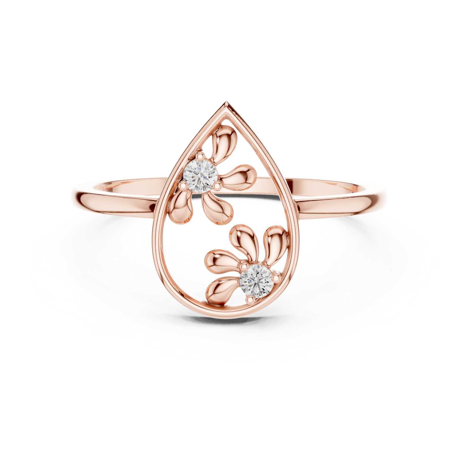 Gold Ring DR-6256, Rose Gold, view 4