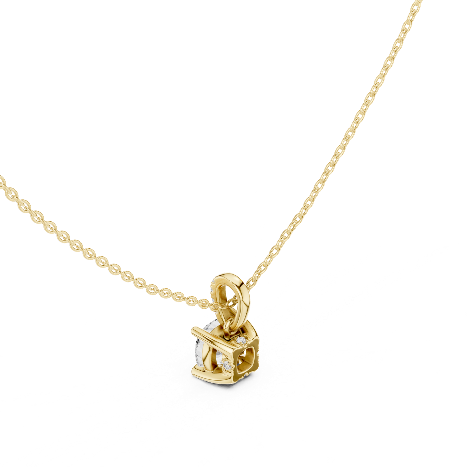 Gold Jewelry, Cushion center stone, Yellow Gold, view 2
