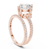 Gold Jewelry L35-39, Round center stone, Rose Gold, view 1