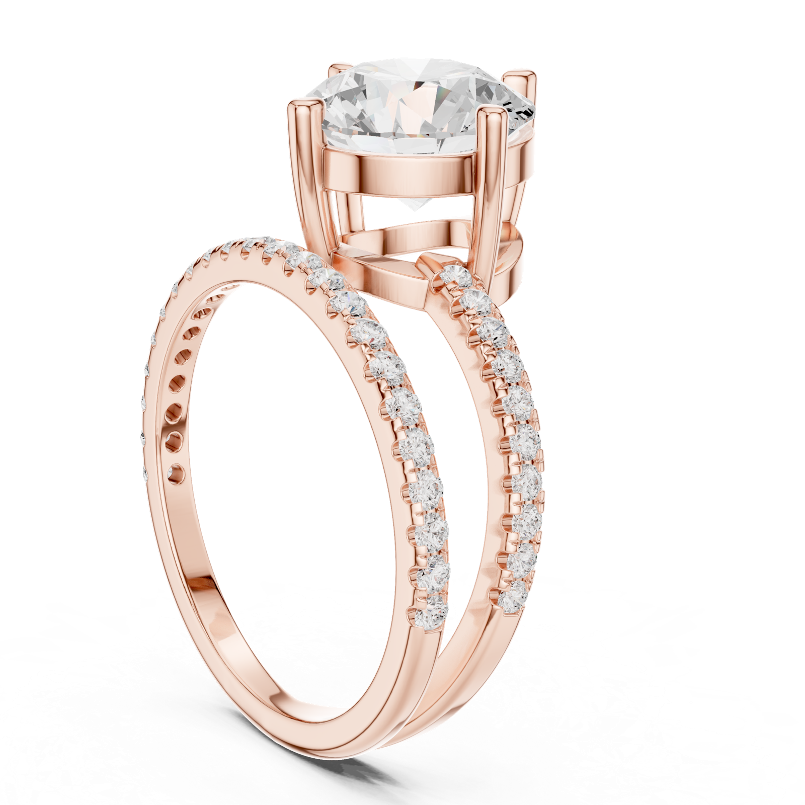 Gold Jewelry L35-39, Round center stone, Rose Gold, view 1