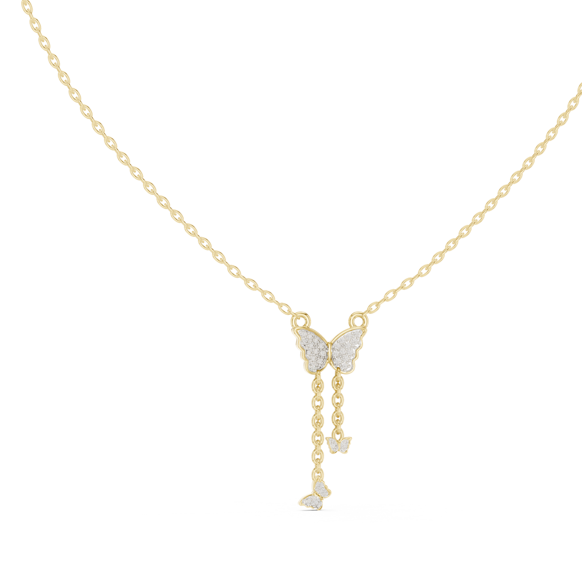 14K Solid Gold Lab Diamond Pendant Necklace, Yellow Gold, view 1